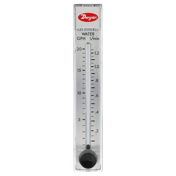 Flowmeter, range 1-20 GPH/0.065-1.25 LPM water.